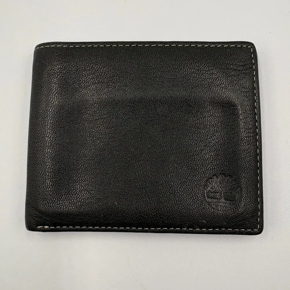Timberland Men's Bi-fold Brown Leather Wallet Clean 2 Clear Windows
